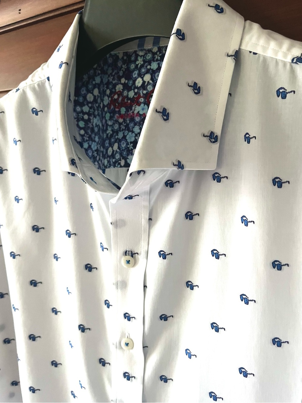 Robert Graham Eyeglass Embroidered Short Sleeve Shirt 1XL-Big